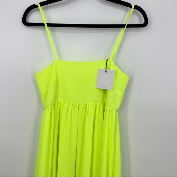 NWT Kleid For Her Neon Yellow High Low Midi Maxi Dress Asymmetrical Size XS - Picture 4 of 13